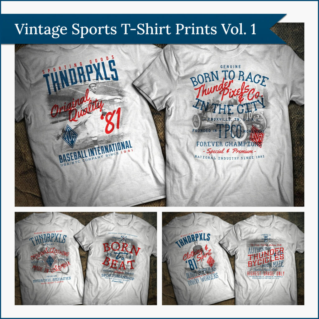 Vintage Sports TShirt Prints Vol. 1 MasterBundles
