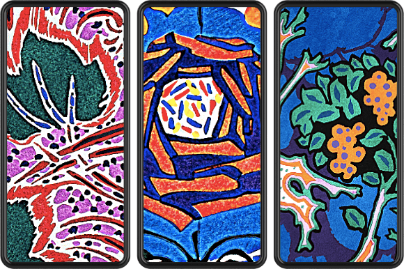 3 Iphone Mockup with different watercolor ancient images.