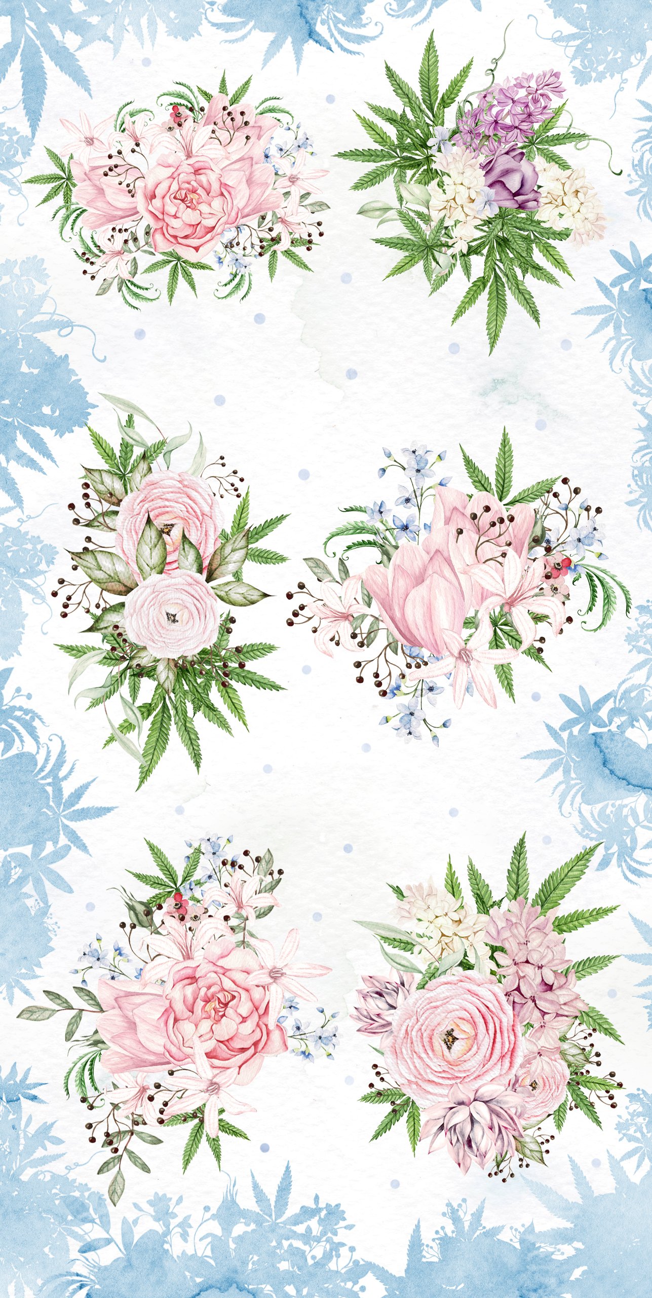 Light blue Set of flowers Cover.