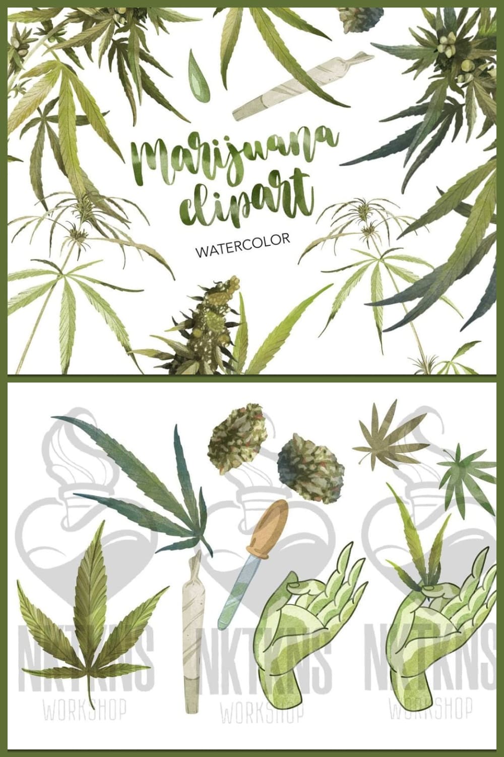 Watercolor Cannabis. Marijuana - Pinterest.