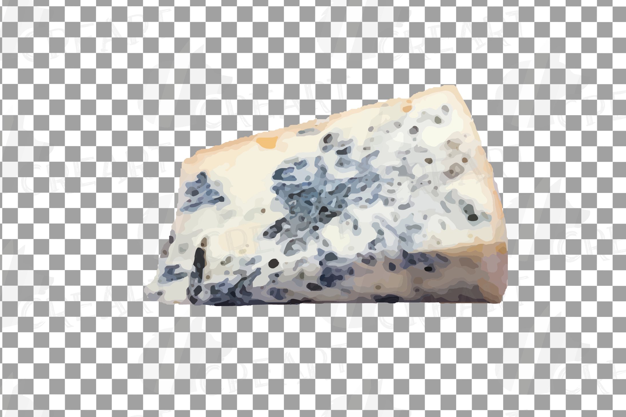 Colorful image of blue cheese on a transparent background.