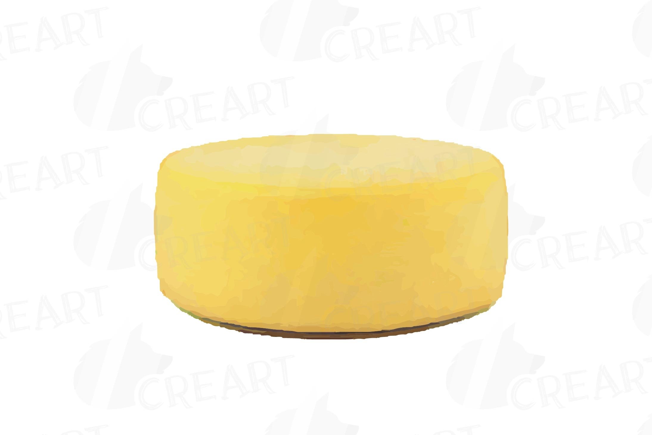 Watercolor image of hard cheese cheeses on a white background.