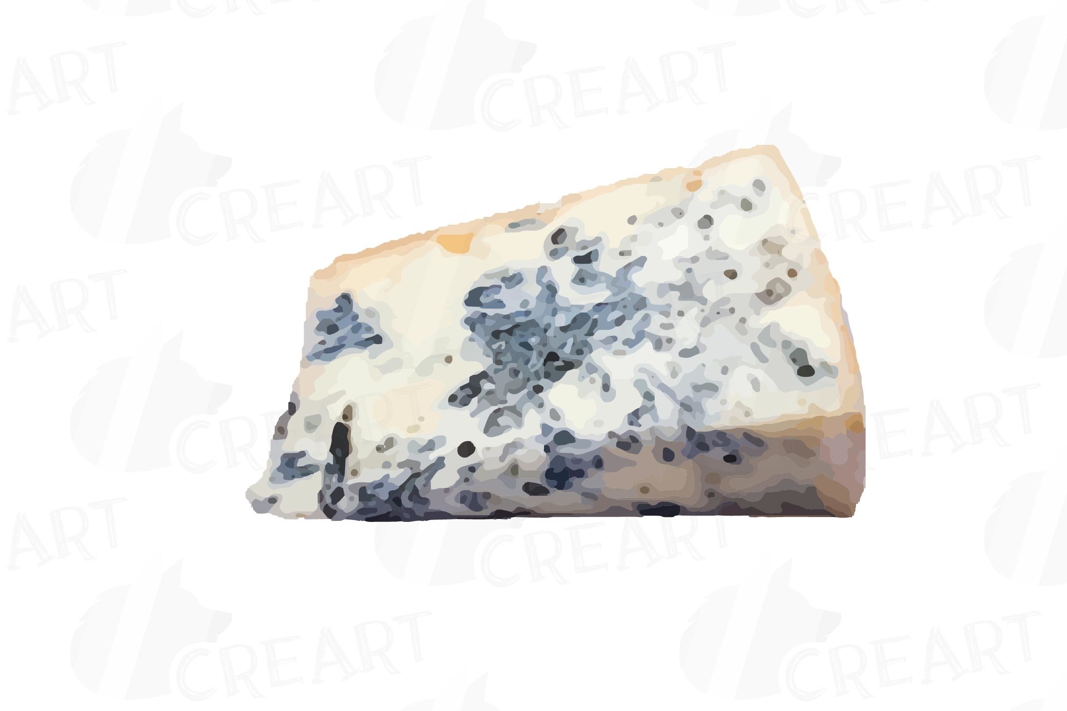 Colorful image of blue cheese isolated on white background.