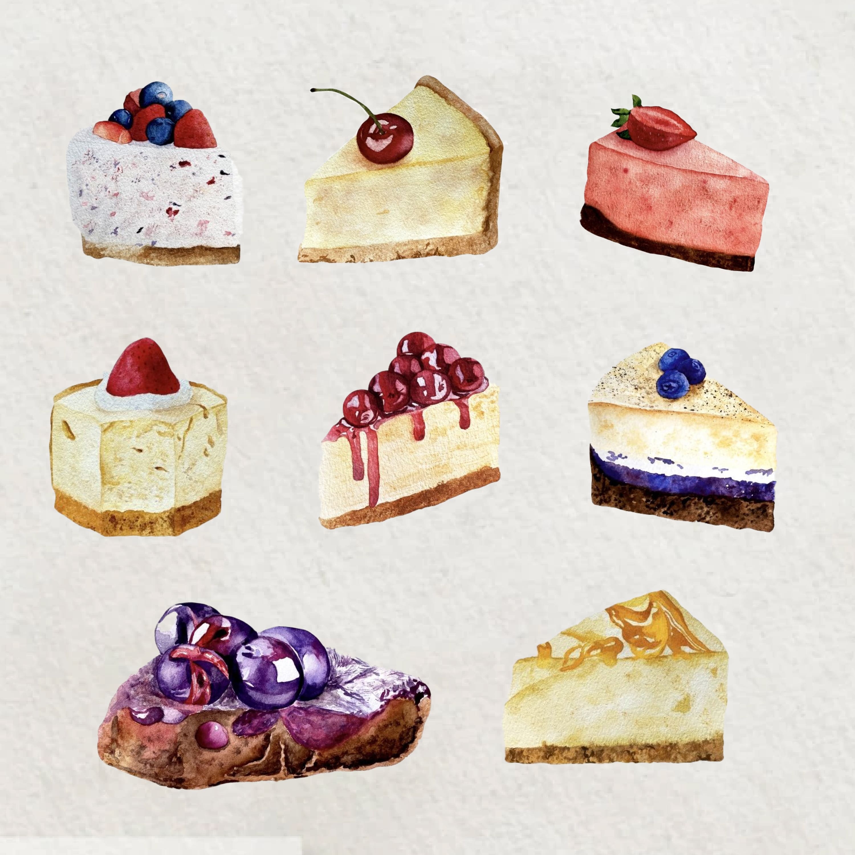 Set of gorgeous cheesecake images.