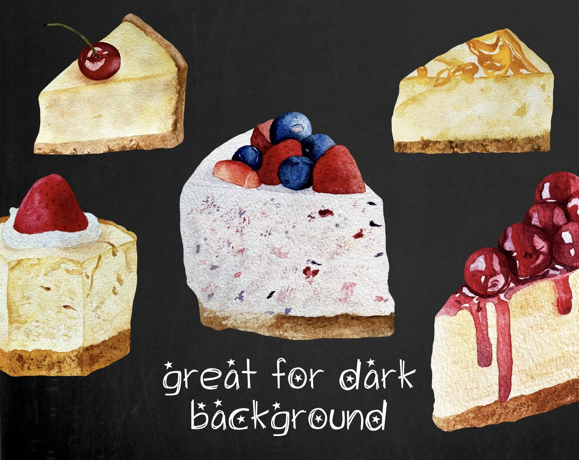 Charming set of images of cottage cheese desserts on a black background.
