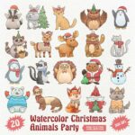 Watercolor Christmas Yeti Clipart PNG Sublimation