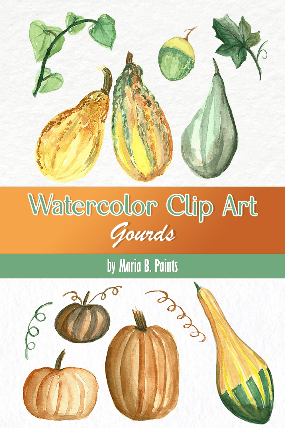 watercolor clip art gourds pinterest