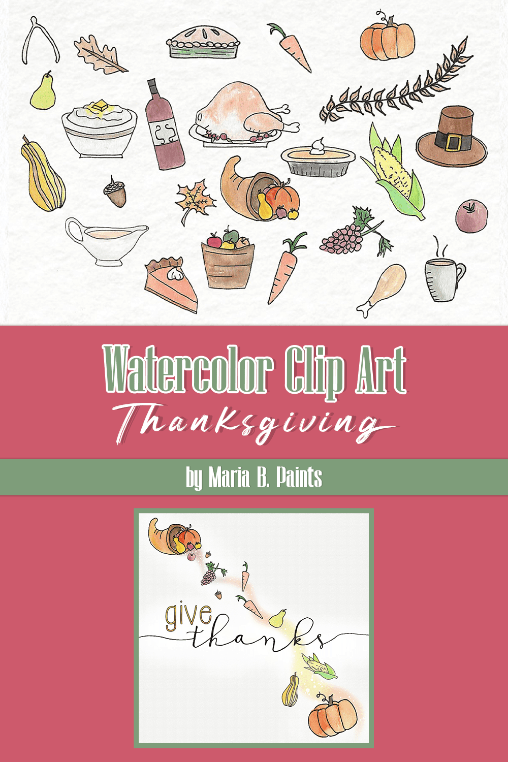watercolor clip art thanksgiving pinterest