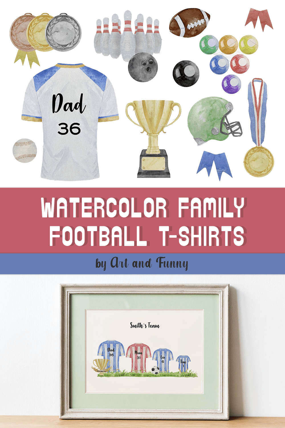 watercolor family football t shirts pinterest