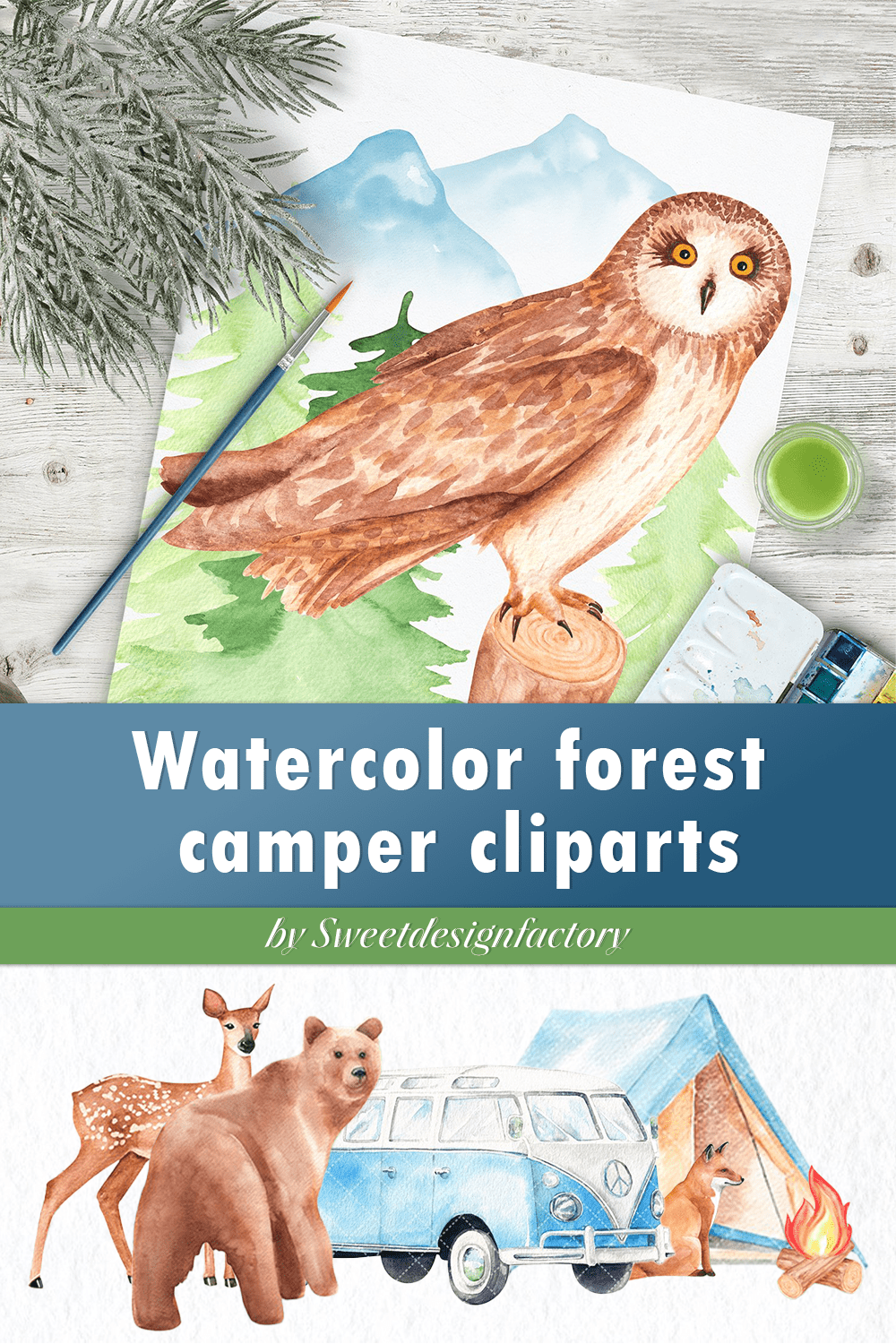 watercolor forest camper cliparts pinterest