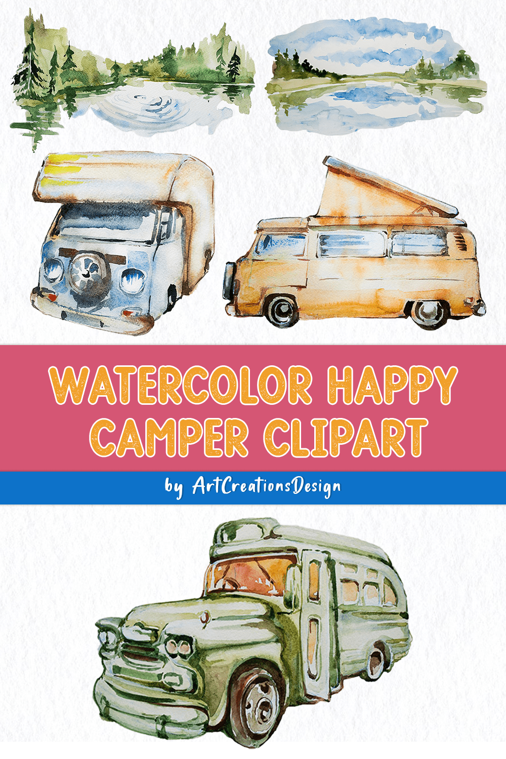 watercolor happy camper clipart pinterest
