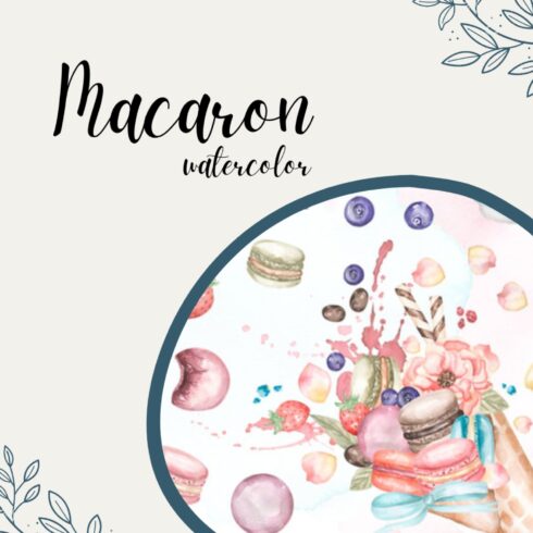 Watercolor Macaron Clipart.