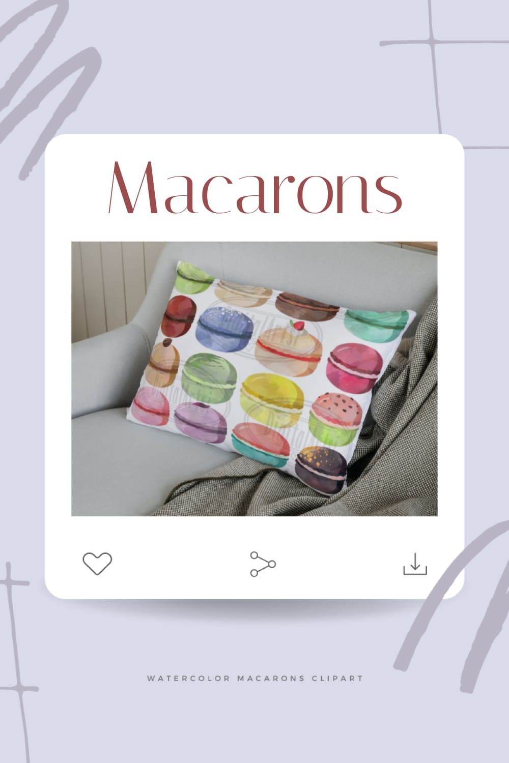watercolor macarons clipart 1