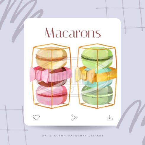 Watercolor Macarons Clipart.