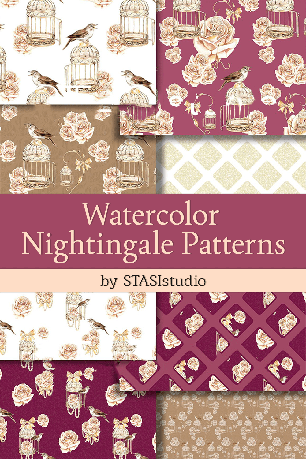 watercolor nightingale patterns pinterest