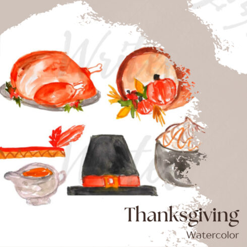 Watercolor Thanksgiving Clipart.