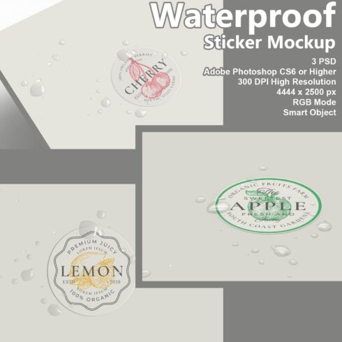 A collection of images of adorable waterproof stickers featuring fruits.