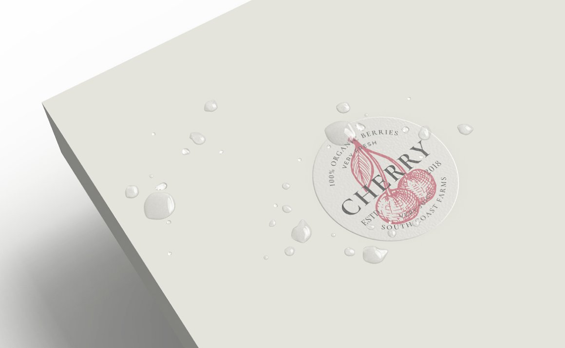 Image of a wonderful waterproof sticker with a picture of a cherry.