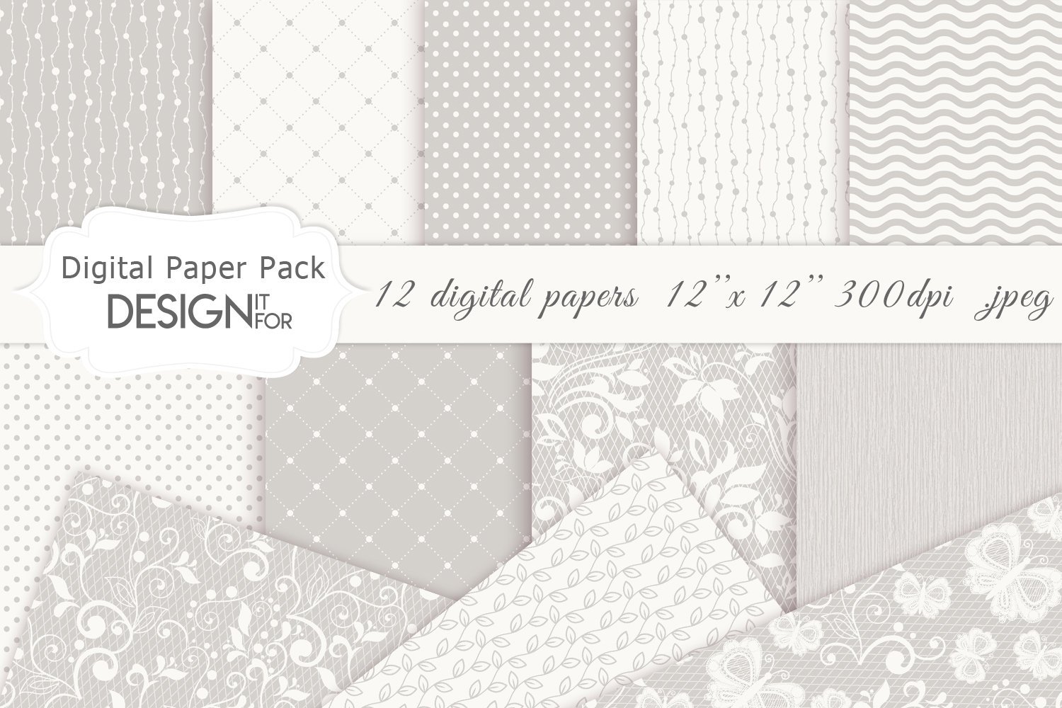 12 Digital Papers Pack Design.