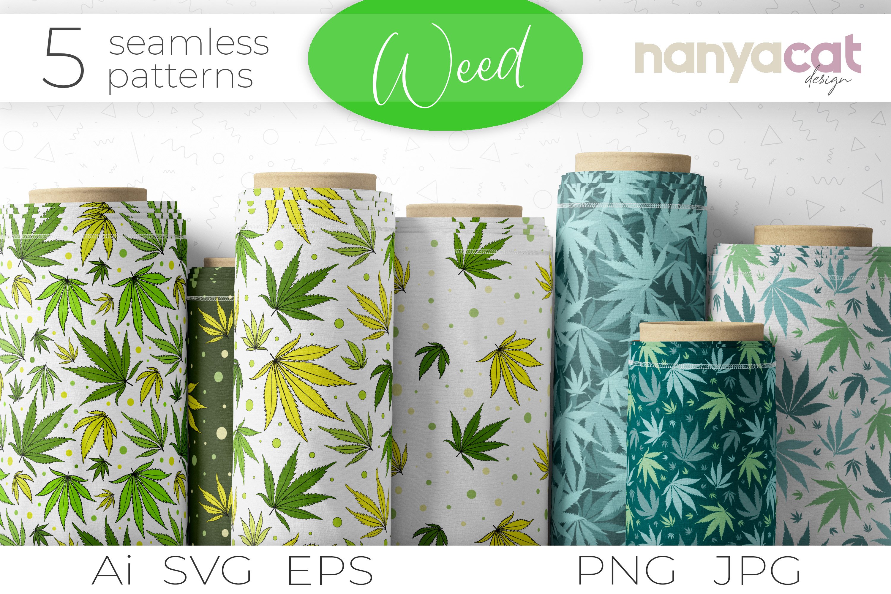 5 weed seamless patterns.