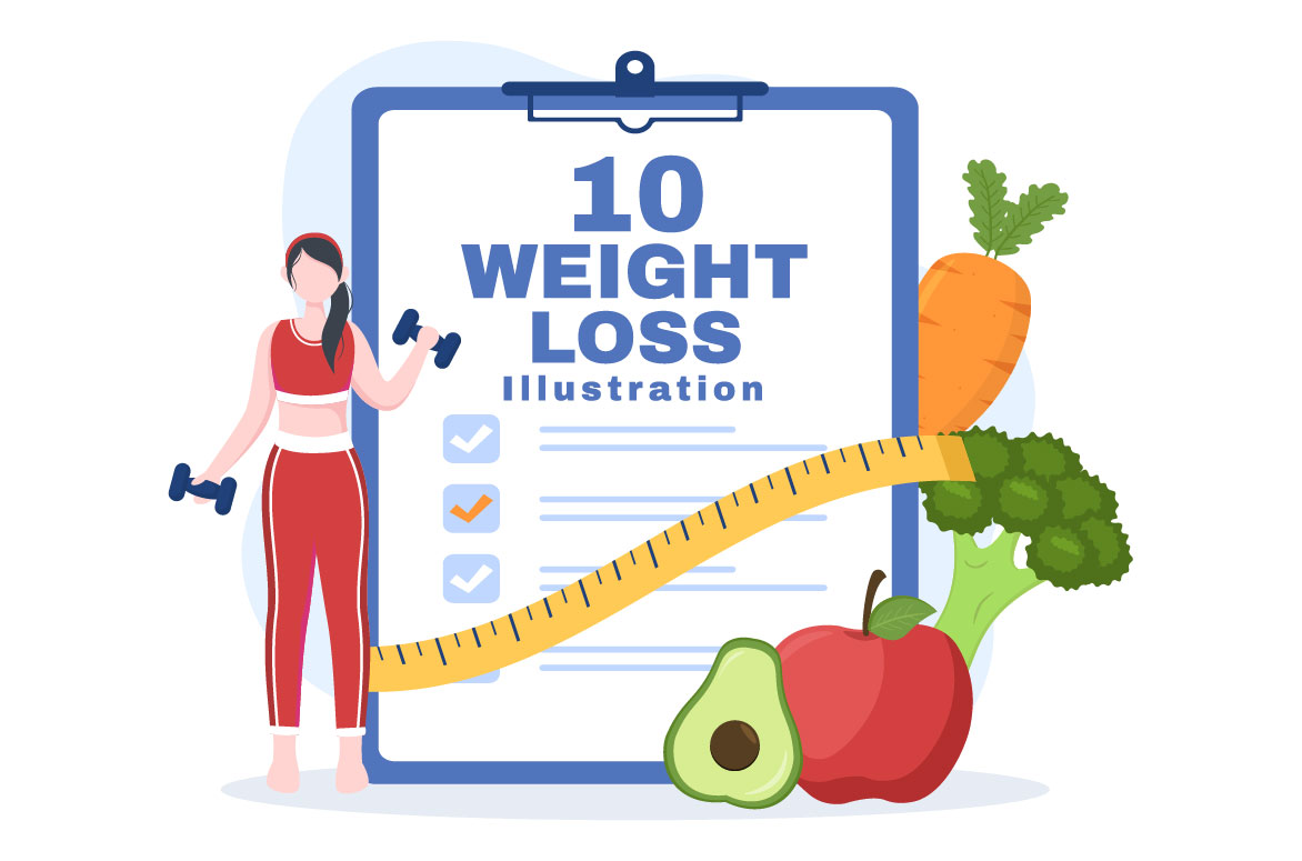 10 Weight Loss Flat Illustration facebook image.