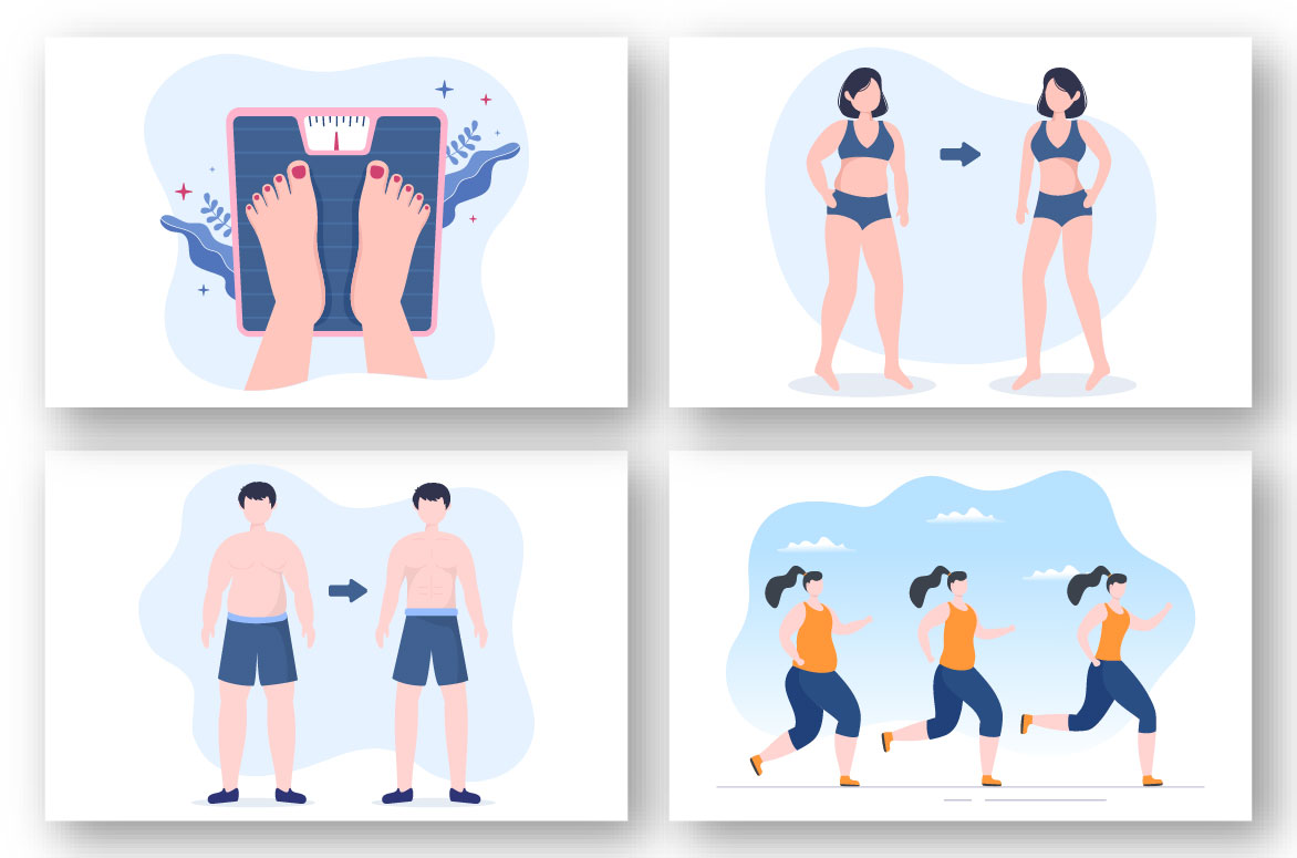 10 Weight Loss Flat Illustration collection.