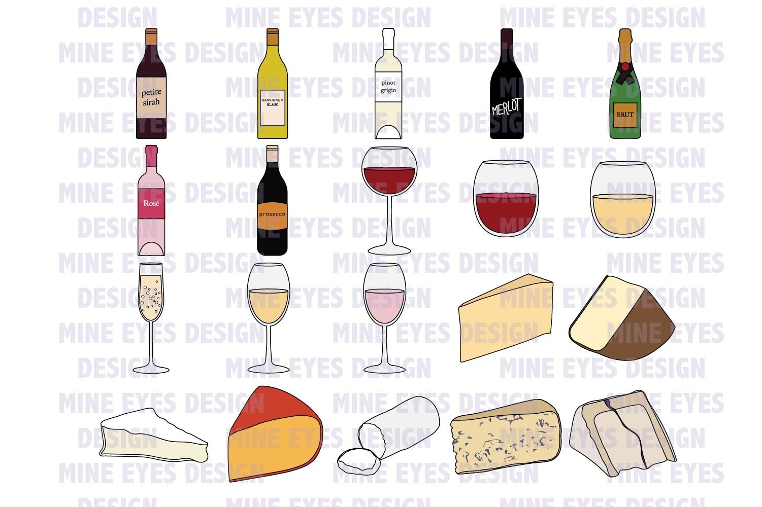 A collection of beautiful images of wine and cheese.