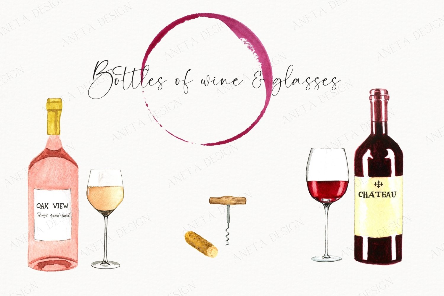 Charming image of wine bottles and wine glasses.