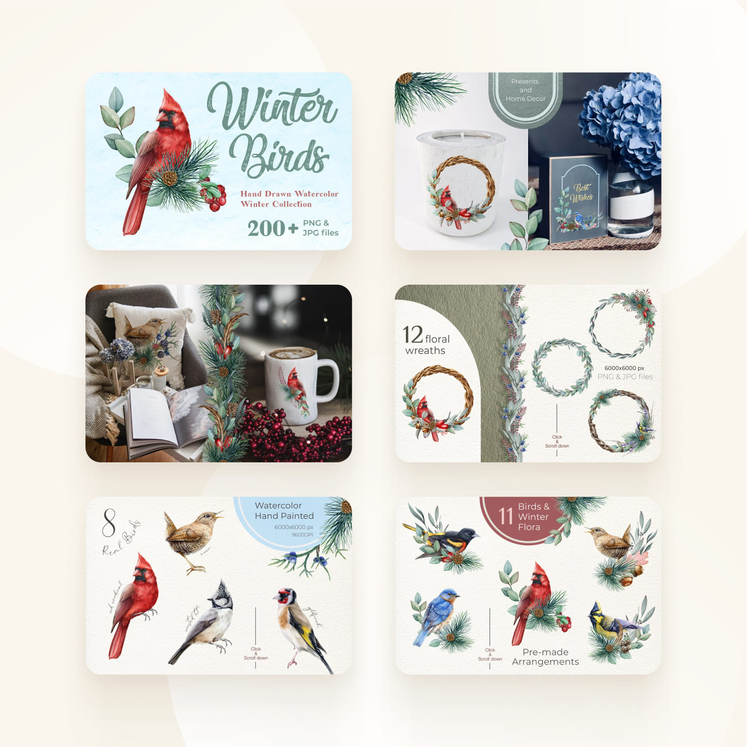 Winter Birds - Watercolor collection cover.