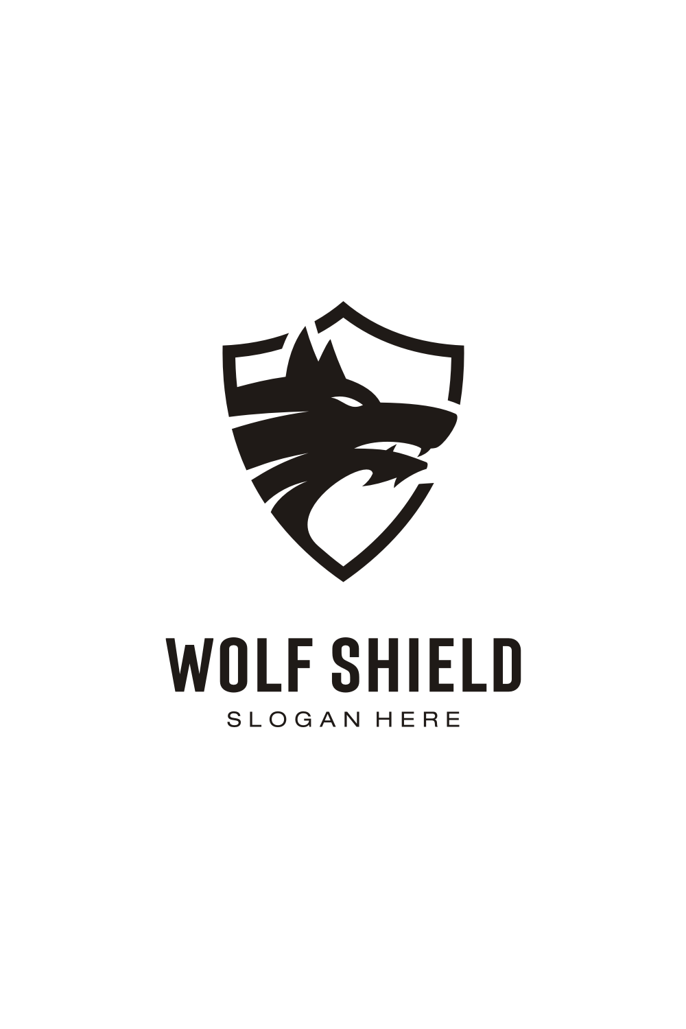 Wolf Head and Shield Logo pinterest image.
