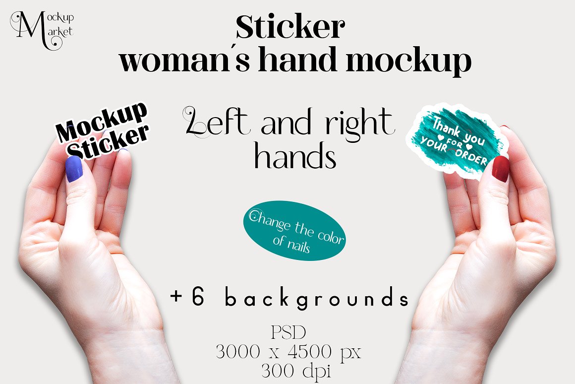 Image of enchanting stickers in the form of a woman's hand.