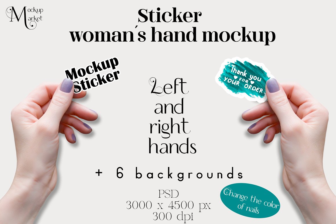 Picture of gorgeous stickers in the form of a womans hand.