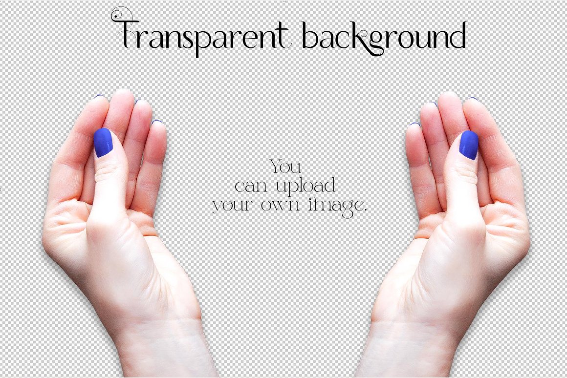 Image of charming stickers in the form of a woman hand on a transparent background.