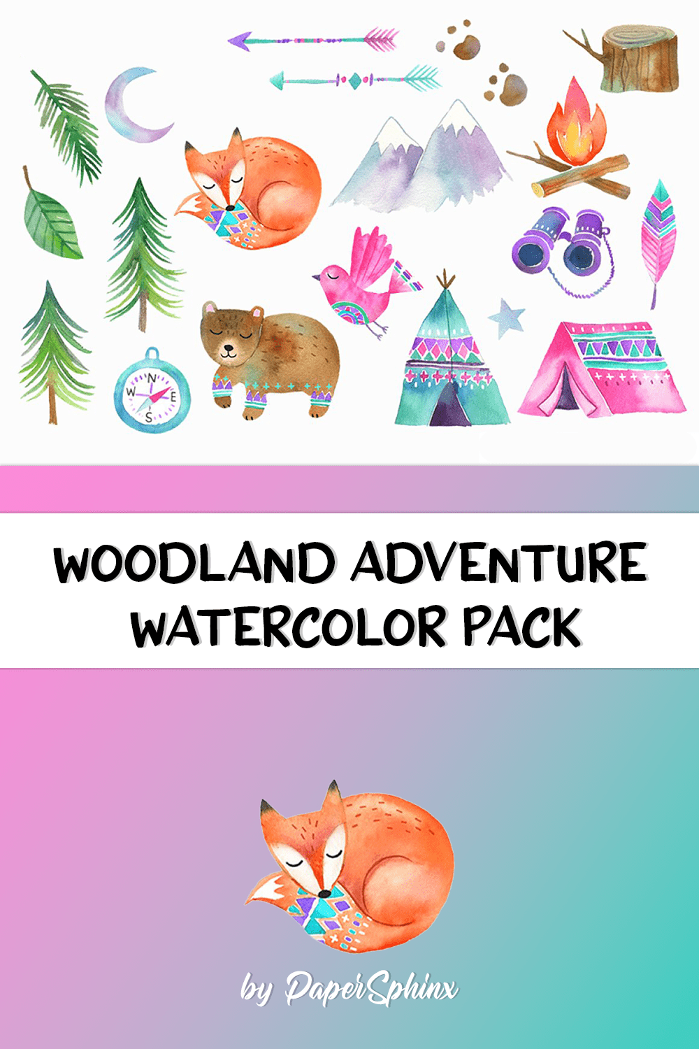 woodland adventure watercolor pack pinterest 1