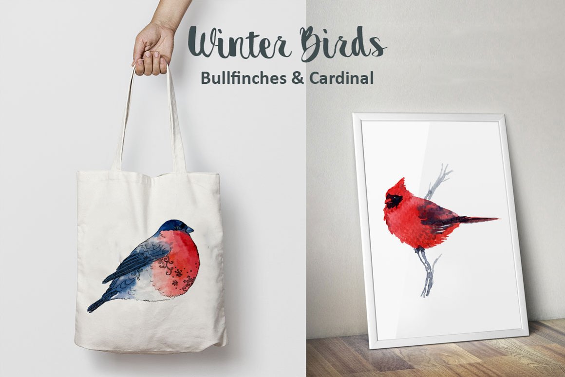 White eco bag with cool red bird.