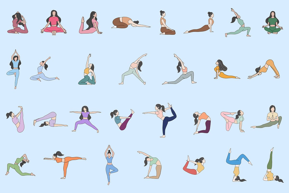 Huge amount of yoga poses.