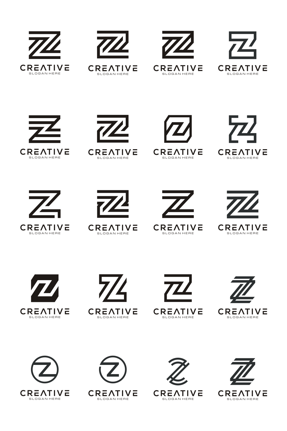 Set of Letter Z Logo Design Vector pinterest image.