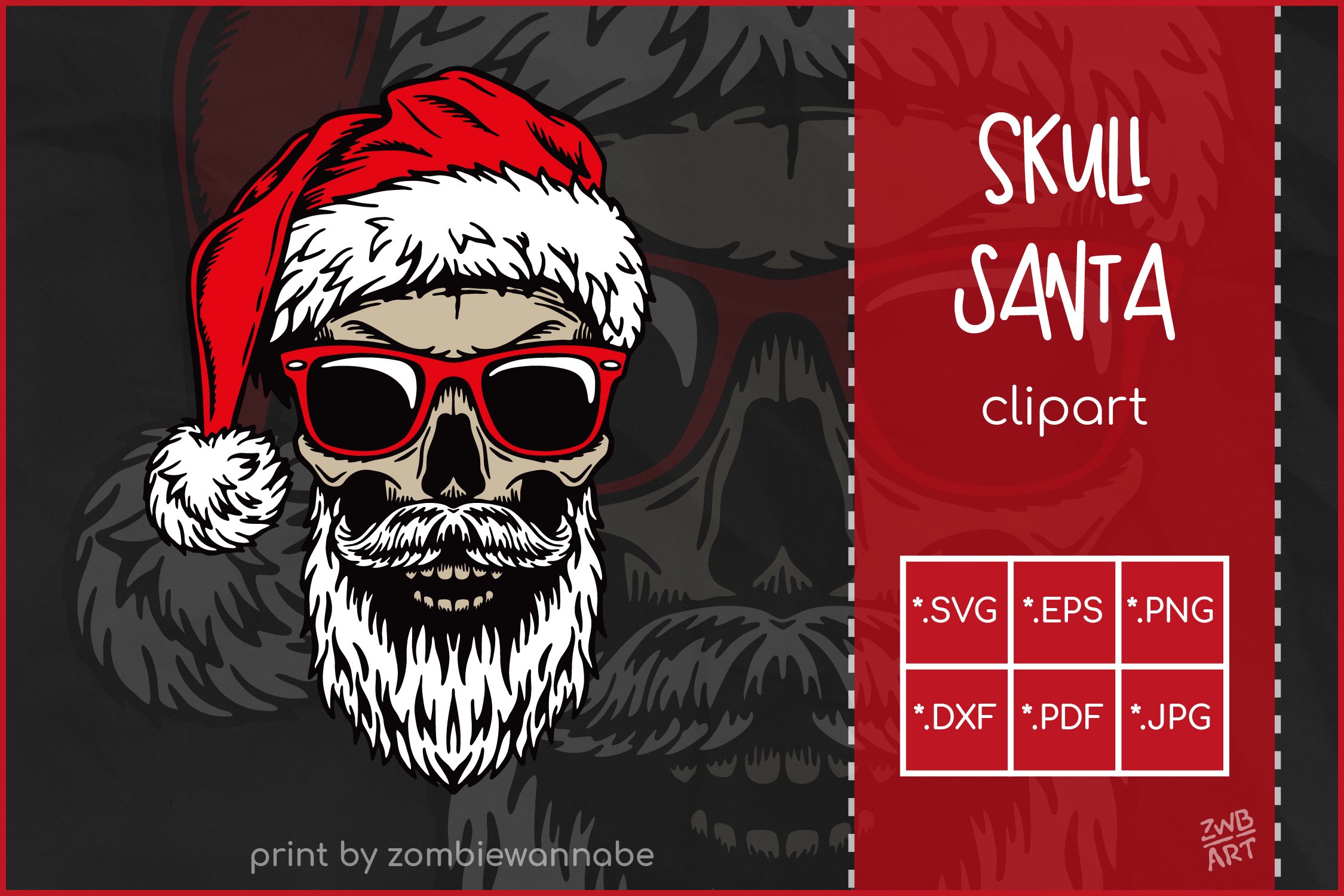 Images of a nightmarish image of Santa's zombie.