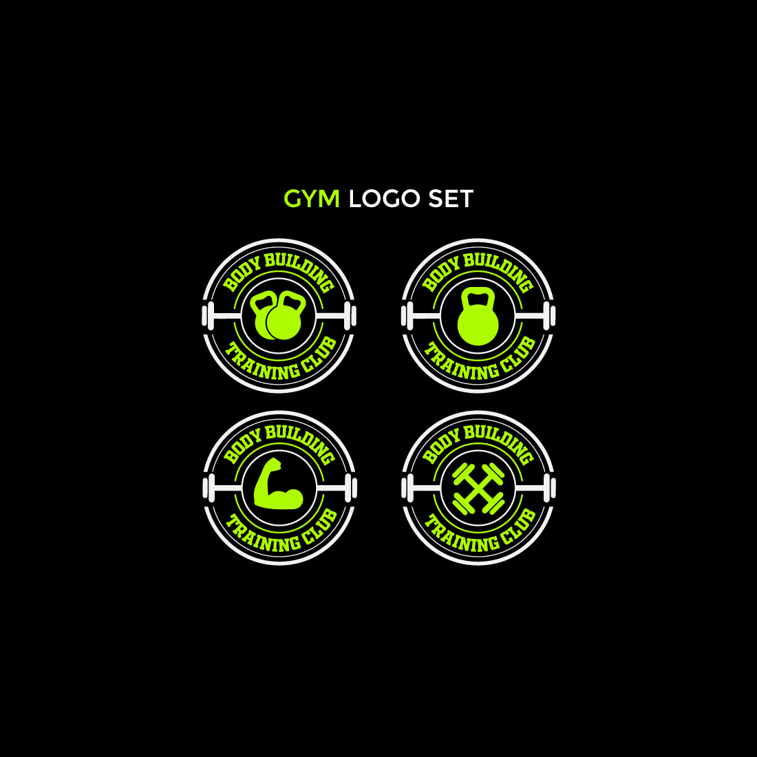 Preview images with four logos in green.