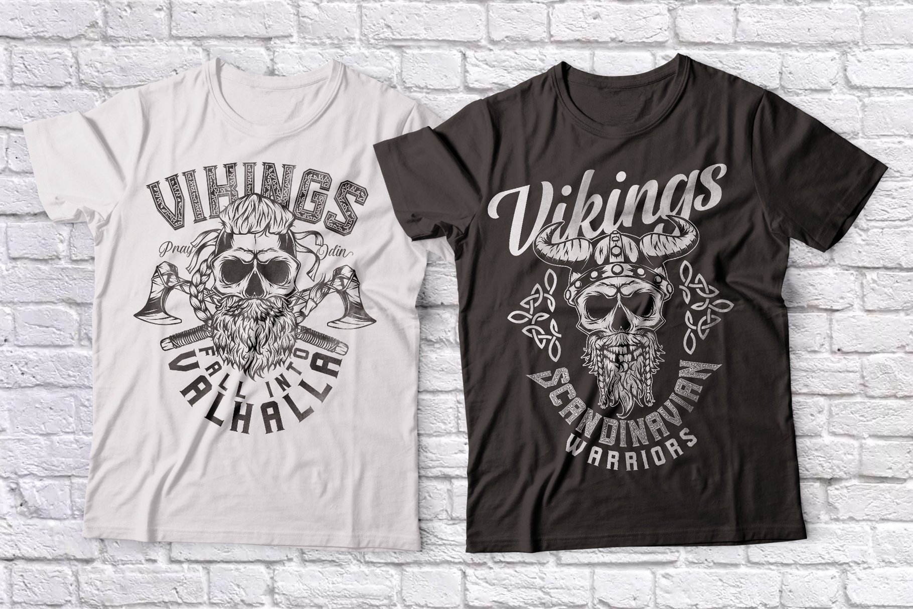 Black and white t-shirts with the scary viking skulls.