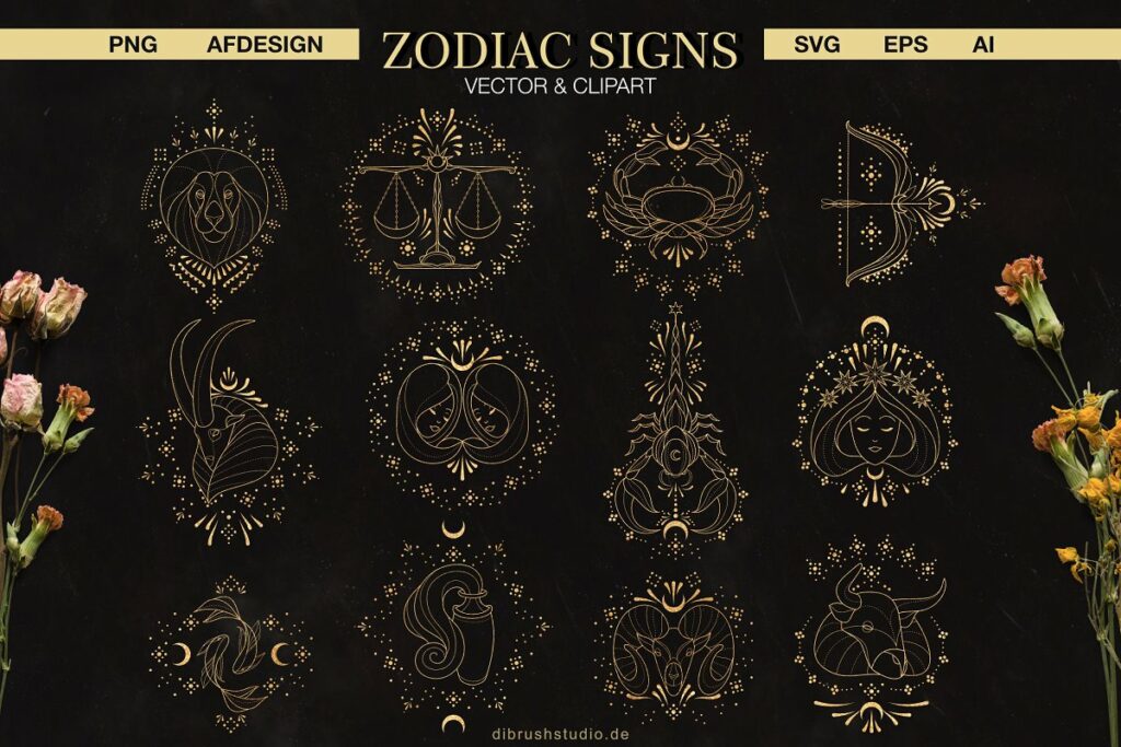 Zodic Signs Vector Design Zodiac Signs - Vector & Clip Art – MasterBundles