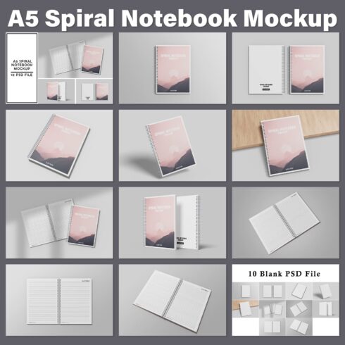 Collection of A5 spiral notepad images with amazing design.