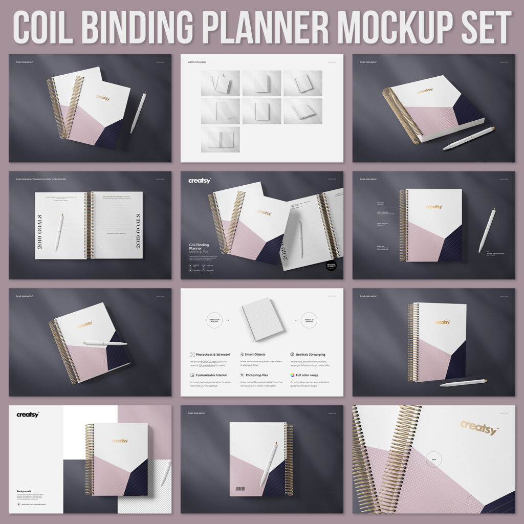 Coil Binding Planner Mockup Set MasterBundles