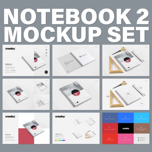 Pack of images of notebook with a colorful design.