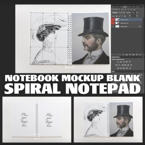 A set of images of spiral notepads with a charming design.