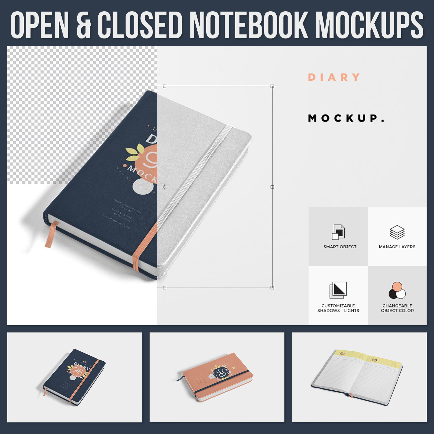 Open & Closed Notebook Mockups.