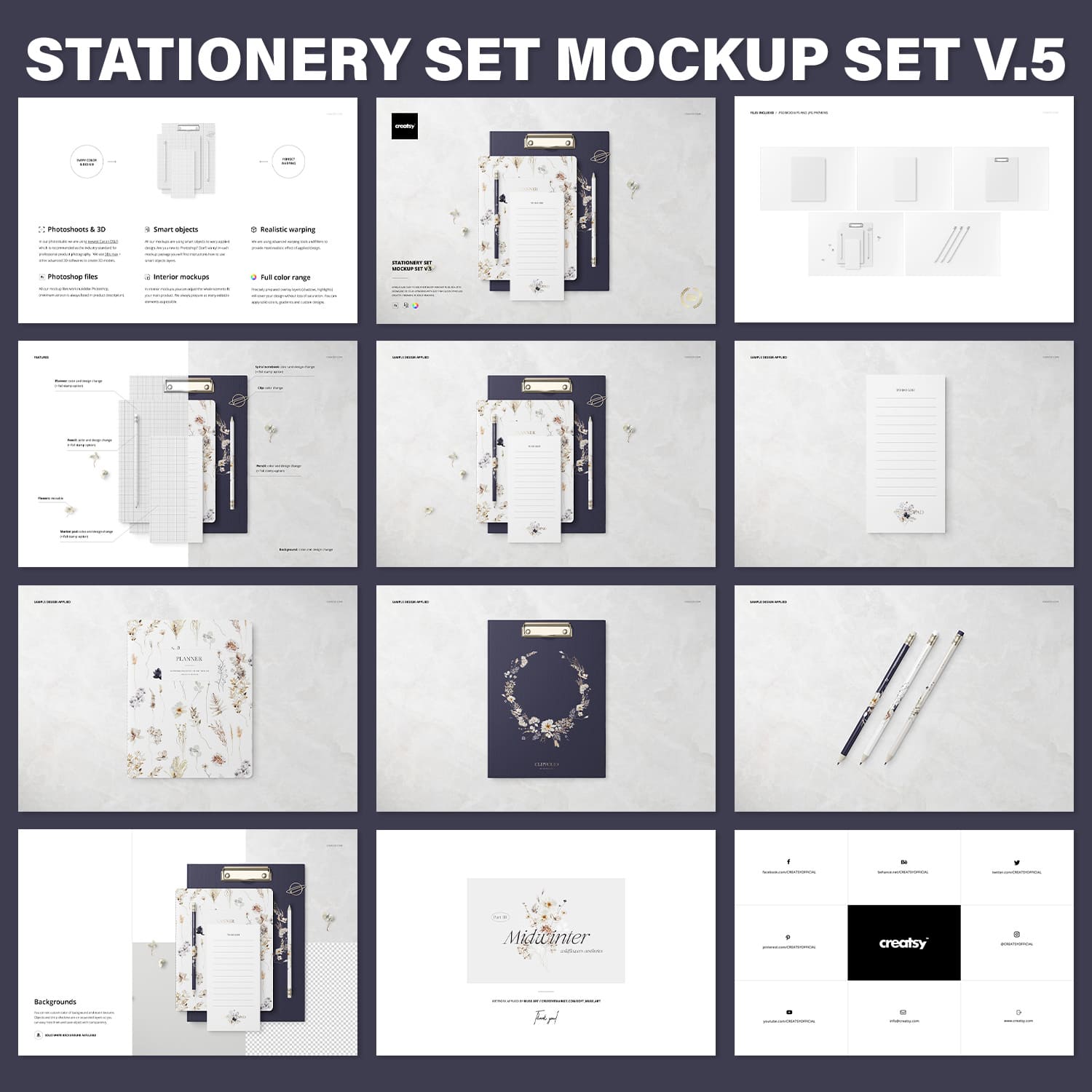 A set of images of stationery with an amazing design.
