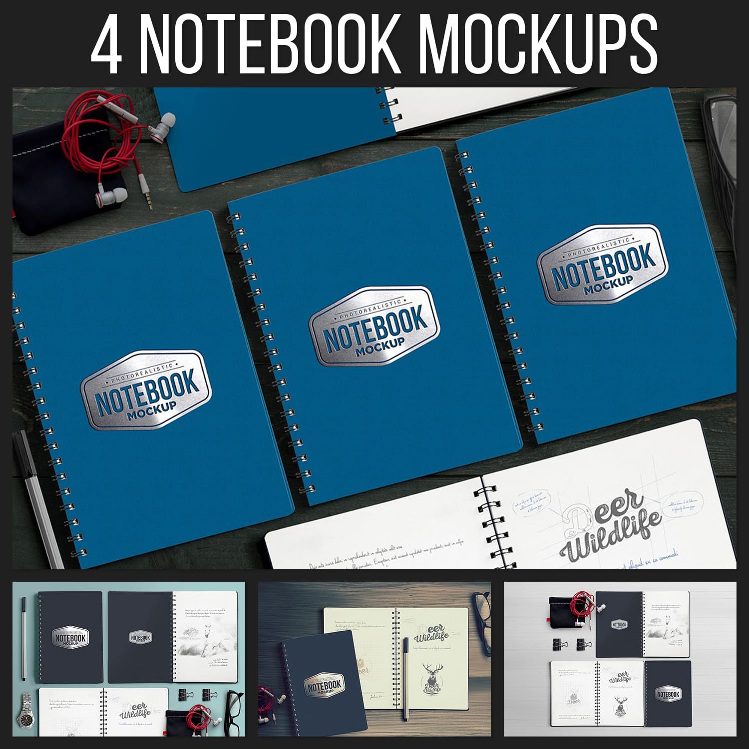 4 Notebook Mockups.