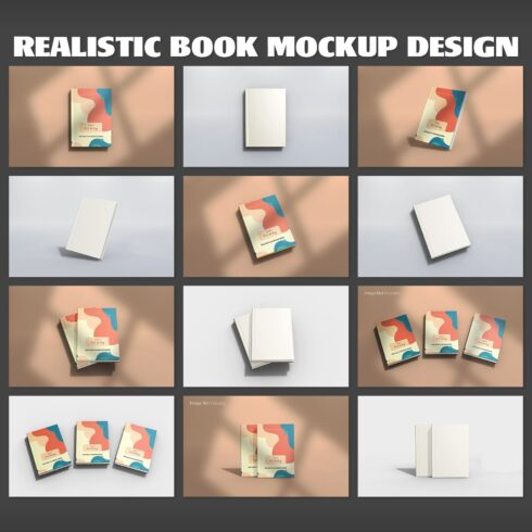 A selection of images of books with a realistic design.