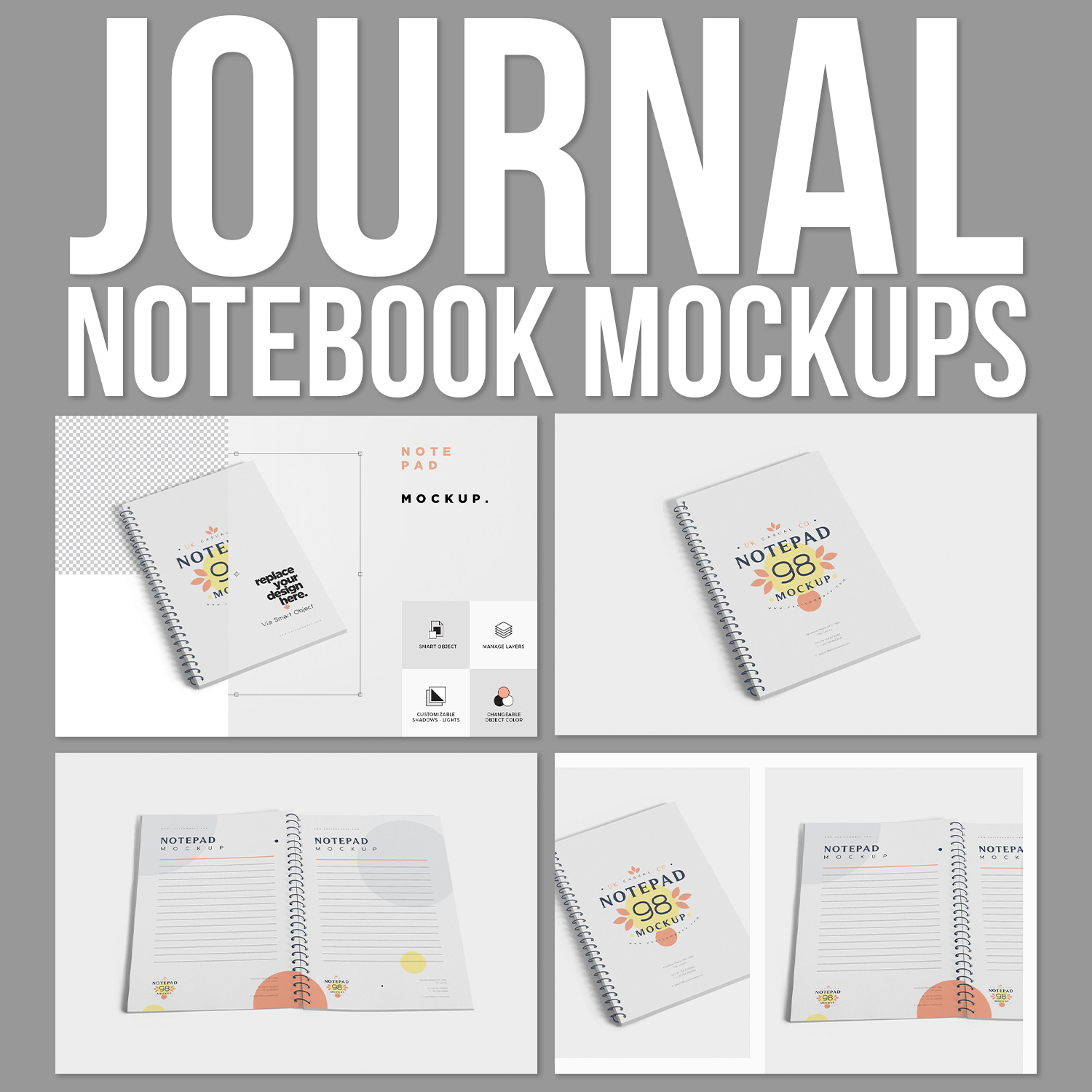 Journal Notebook Mockups.